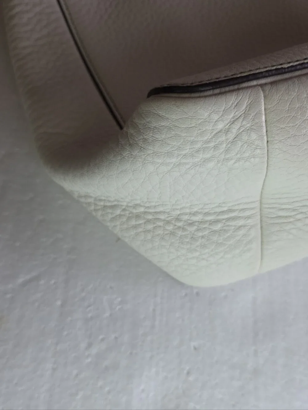 Coach White Pebbled Leather Shoulder Bag with Front Pocket